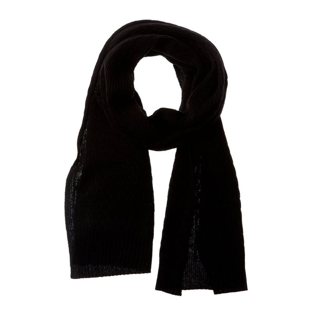 Forte Cashmere Cable Texture Stitch Cashmere Scarf, Black